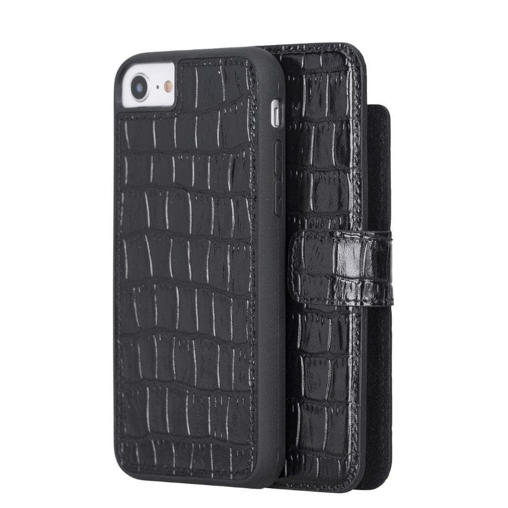 Detachable Leather Wallet Case for Apple iPhone 8 Series iPhone 8 / Croco Black Bouletta LTD
