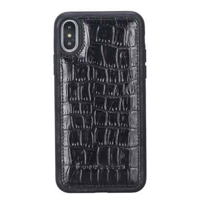 Flexible Leather Back Cover for Apple iPhone X Series Crocodile Black / iPhone X / XS Bouletta LTD