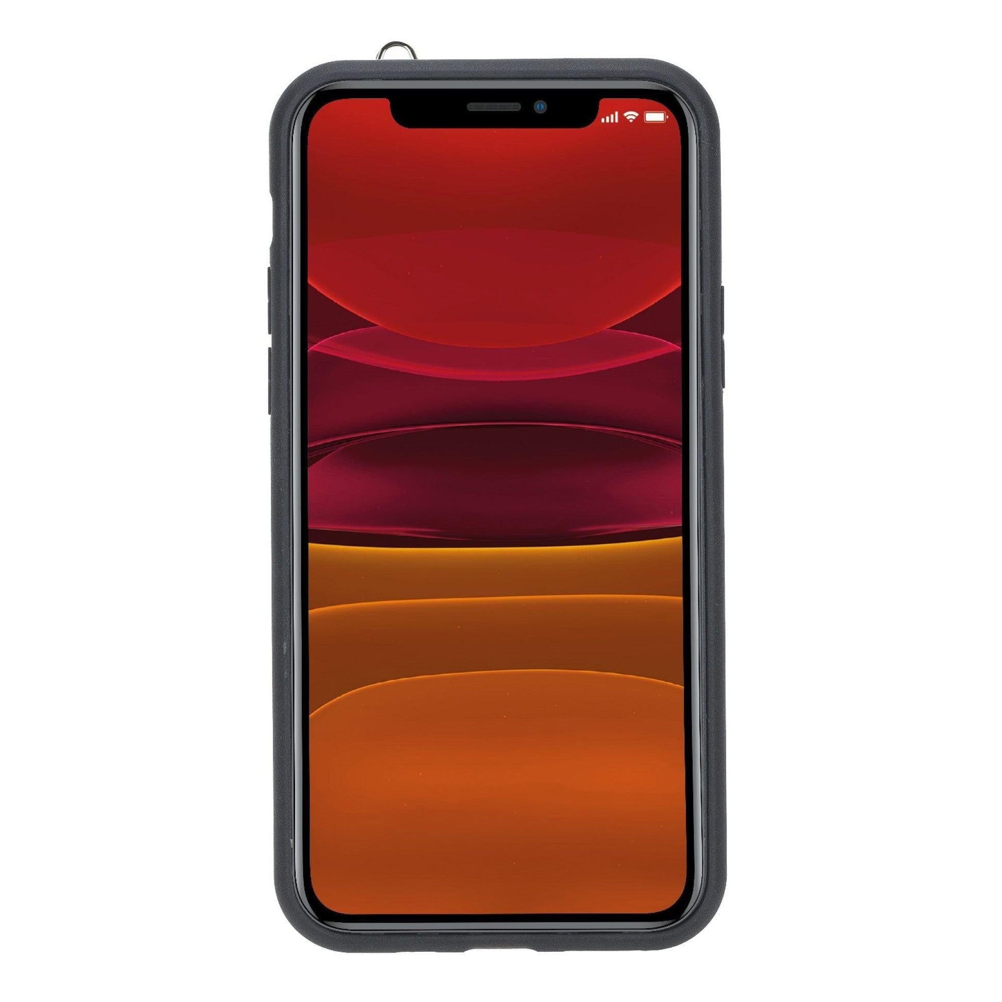 Bouletta Apple iPhone 11 Serisi Bileklikli Deri Kartlıklı Arka Kapak / iPhone 11 Pro / Crocodile Kırmızı