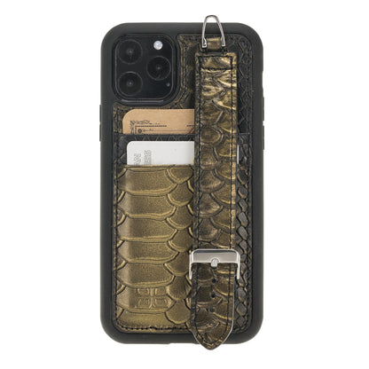 Flexible Leather Back Cover with Hand Strap for iPhone X Series iPhone XS Max / Snake Dark Green Bouletta LTD