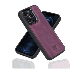 Bouletta Deri iPhone 13 Kılıfı iPhone 13 Pro / Mor iPhone 13 Serisi Hakiki Deri Arka Kapak Premium Koruma