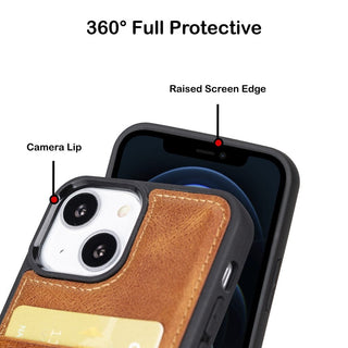 Bouletta Cep Telefonu Kılıfları iPhone 13 Serisi Kartlıklı Hakiki Deri Arka Kapak Premium Koruma