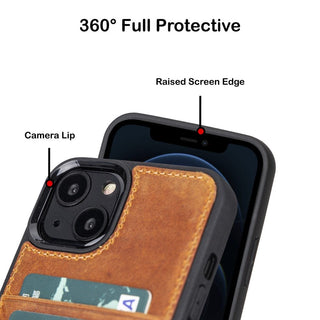 Bouletta Cep Telefonu Kılıfları iPhone 13 Serisi Kartlıklı Hakiki Deri Arka Kapak Premium Koruma