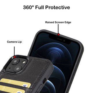 Bouletta Cep Telefonu Kılıfları iPhone 13 Serisi Kartlıklı Hakiki Deri Arka Kapak Premium Koruma
