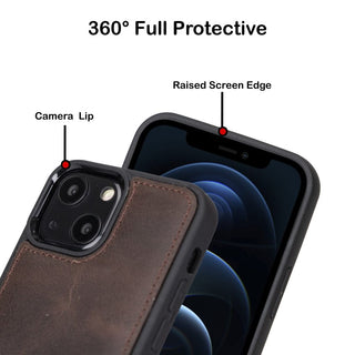Bouletta Cep Telefonu Kılıfları iPhone 13 Serisi Kartlıklı Hakiki Deri Arka Kapak Premium Koruma