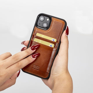 Bouletta Cep Telefonu Kılıfları iPhone 13 Serisi Kartlıklı Hakiki Deri Arka Kapak Premium Koruma