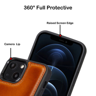 Bouletta Cep Telefonu Kılıfları iPhone 13 Serisi Kartlıklı Hakiki Deri Arka Kapak Premium Koruma