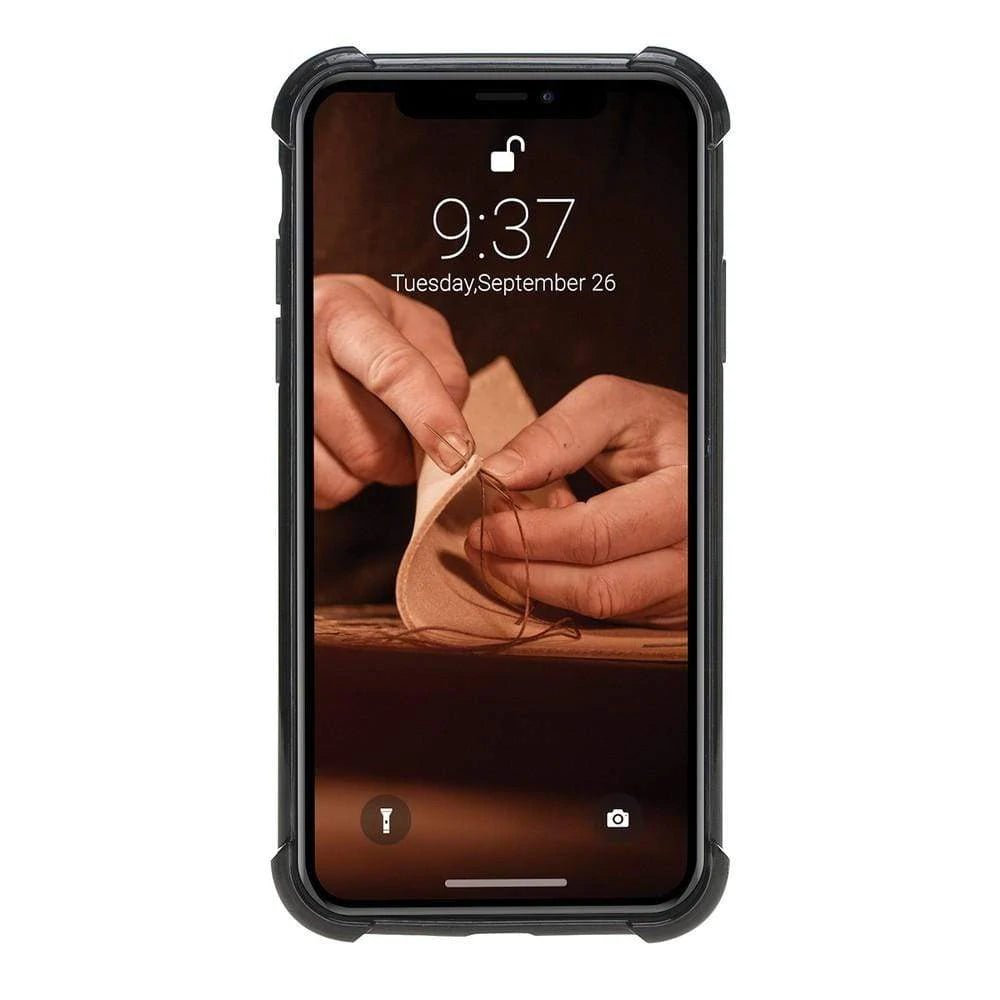 Bouletta Apple iPhone X Serisi Ekstra Kenar Korumalı Deri Arka Kapak / iPhone X / XS / Gri