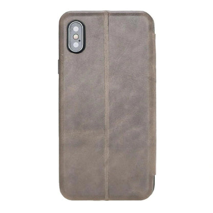 Bouletta Slim Fit Book Leather Wallet Case for Apple iPhone X Series / iPhone XR / Vegetal Grey