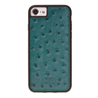 Flexible Genuine Leather Back Cover for Apple iPhone SE Series iPhone SE 3rd Generation / Ostrich Cyan Bouletta LTD