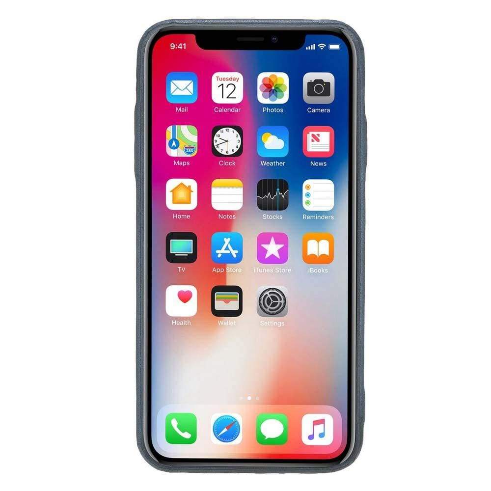 Bouletta Apple iPhone X-XR-XS Serisi Deri Kaplama Kartlıklı Arka Kapak / iPhone XS Max / Gölgeli Lacivert