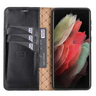 Bouletta Cep Telefonu Kılıfları Samsung Galaxy S21 Serisi Cüzdanlı Çıkarılabilir Deri Kılıf Premium Koruma