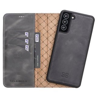 Bouletta Cep Telefonu Kılıfları S21 Plus / Gri Samsung Galaxy S21 Serisi Cüzdanlı Çıkarılabilir Deri Kılıf Premium Koruma