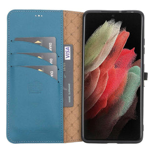 Bouletta Cep Telefonu Kılıfları S21 Ultra / Mavi Samsung Galaxy S21 Serisi Cüzdanlı Çıkarılabilir Deri Kılıf Premium Koruma