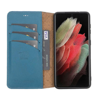 Bouletta Cep Telefonu Kılıfları S21 Plus / Mavi Samsung Galaxy S21 Serisi Cüzdanlı Deri Kılıf Premium Koruma