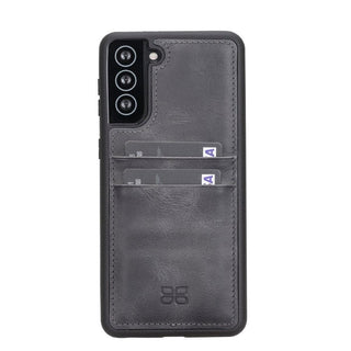 Bouletta Cep Telefonu Kılıfları S21 Plus / Gri Samsung Galaxy S21 Serisi Kartlıklı Deri Arka Kapak