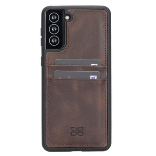 Bouletta Cep Telefonu Kılıfları S21 Plus / Koyu Kahve Samsung Galaxy S21 Serisi Kartlıklı Deri Arka Kapak