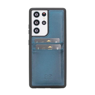 Bouletta Cep Telefonu Kılıfları S21 Ultra / Mavi Samsung Galaxy S21 Serisi Kartlıklı Deri Arka Kapak