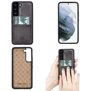 Bouletta Cep Telefonu Kılıfları Samsung Galaxy S22 Serisi Kartlıklı Deri Arka Kapak Premium Koruma