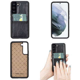 Bouletta Cep Telefonu Kılıfları Samsung Galaxy S22 Serisi Kartlıklı Deri Arka Kapak Premium Koruma