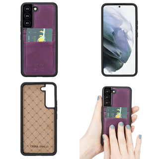Bouletta Cep Telefonu Kılıfları Samsung Galaxy S22 Serisi Kartlıklı Deri Arka Kapak Premium Koruma