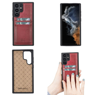 Bouletta Cep Telefonu Kılıfları Samsung Galaxy S22 Serisi Kartlıklı Deri Arka Kapak