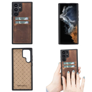 Bouletta Cep Telefonu Kılıfları Samsung Galaxy S22 Serisi Kartlıklı Deri Arka Kapak