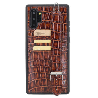 Bouletta Cep Telefonu Kılıfları Note 10 Plus / Croco Kahve Samsung Note 10 Serisi El Askılı Deri Arka Kapak Premium Koruma