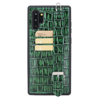 Bouletta Cep Telefonu Kılıfları Note 10 Plus / Croco Yeşil Samsung Note 10 Serisi El Askılı Deri Arka Kapak Premium Koruma