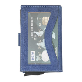 Bouletta LTD Wallets & Money Clips Tiguan Blue Window Terry Coin Leather Mechanical Card Holder Premium Koruma