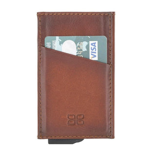 Bouletta Torres Leather Mechanical Card Holder / Rustic Tan With Effect / Leather