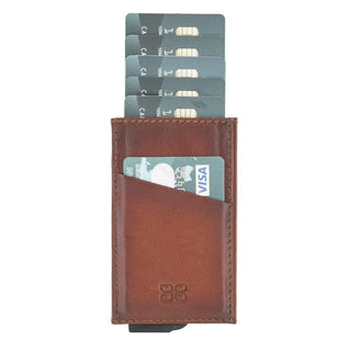 Bouletta Torres Leather Mechanical Card Holder / Rustic Black / Leather