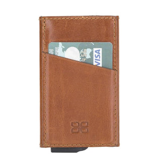 Bouletta Torres Leather Mechanical Card Holder / Antic Brown / Leather